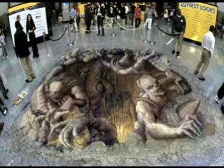 3d drawings with crayons on asphalt ;) optical illusion